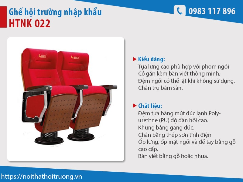 Ghế hội trường nhập khẩu HTNK 022  Ghế hội trường nhập khẩu HTNK 022