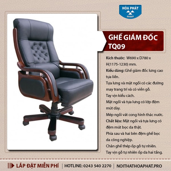 Ghế da cao cấp Hòa Phát TQ09