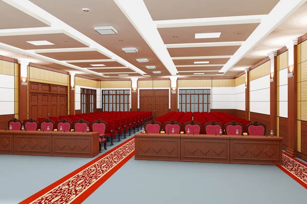 Khu vực trung tâm hội trường được trang trí và thiết kế không cầu kỳ Khu vực trung tâm hội trường được trang trí và thiết kế không cầu kỳ