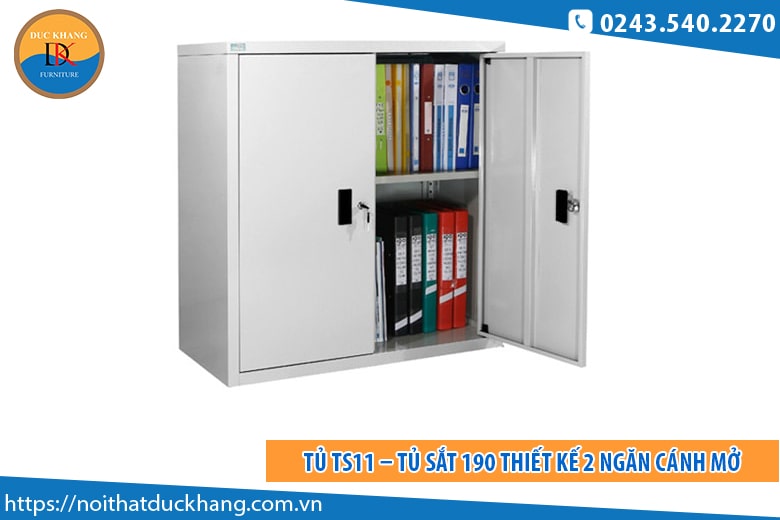 Tủ TS11 – Tủ sắt 190 thiết kế 2 ngăn cánh mở
