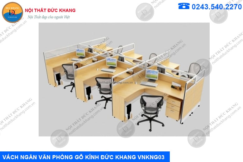 Module bàn làm việc kết hợp vách ngăn gỗ - kính Đức Khang VNKNG03 Module bàn làm việc kết hợp vách ngăn gỗ - kính Đức Khang VNKNG03