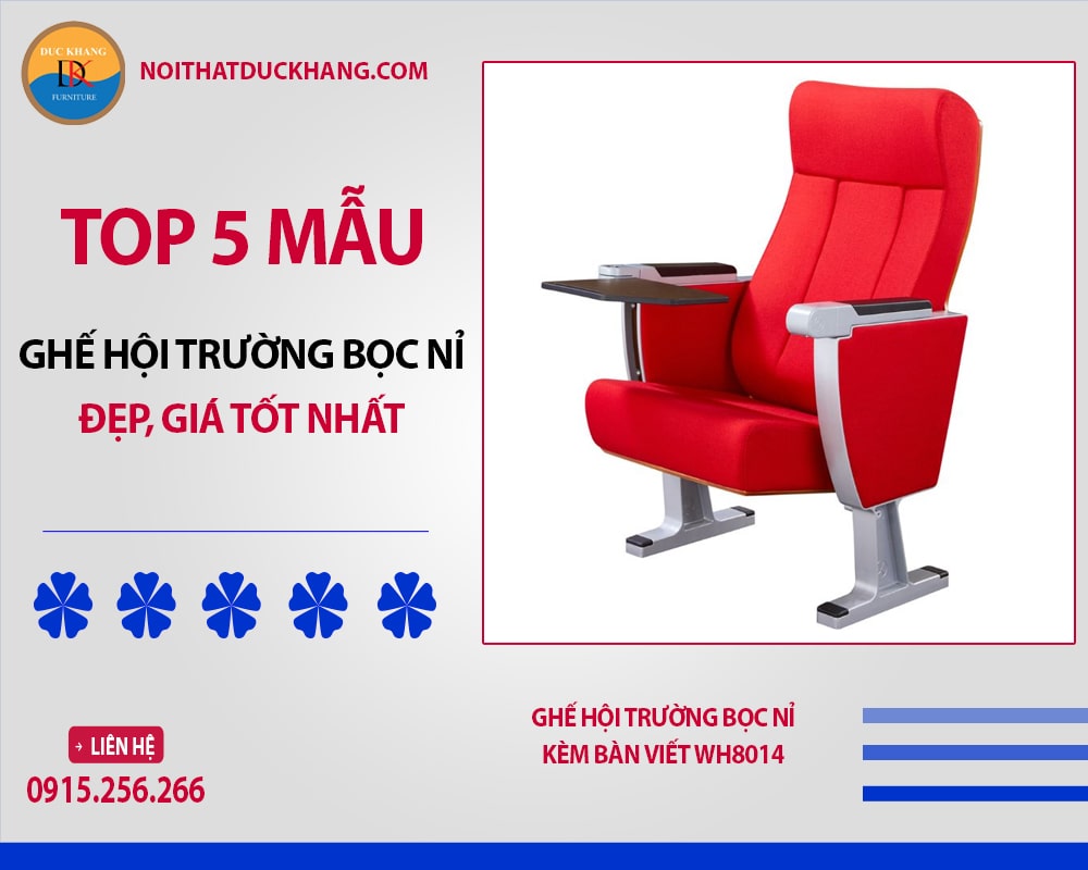 Ghế hội trường bọc nỉ kèm bàn viết WH8014 Ghế hội trường bọc nỉ kèm bàn viết WH8014