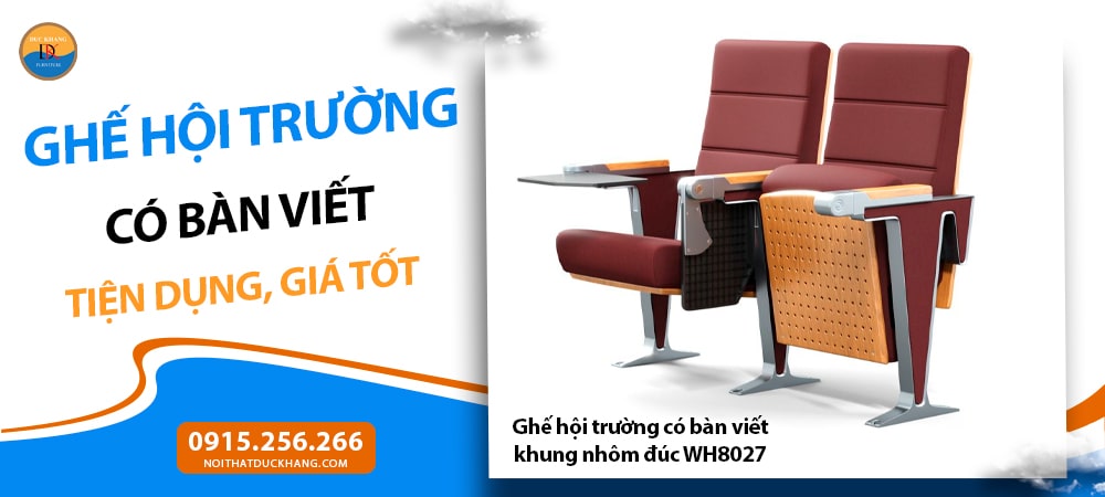 Ghế hội trường có bàn viết khung nhôm đúc WH8027 Ghế hội trường có bàn viết khung nhôm đúc WH8027