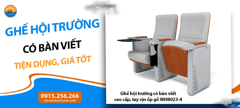 Ghế hội trường có bàn viết cao cấp, tay vịn ốp gỗ WH8023-4 Ghế hội trường có bàn viết cao cấp, tay vịn ốp gỗ WH8023-4