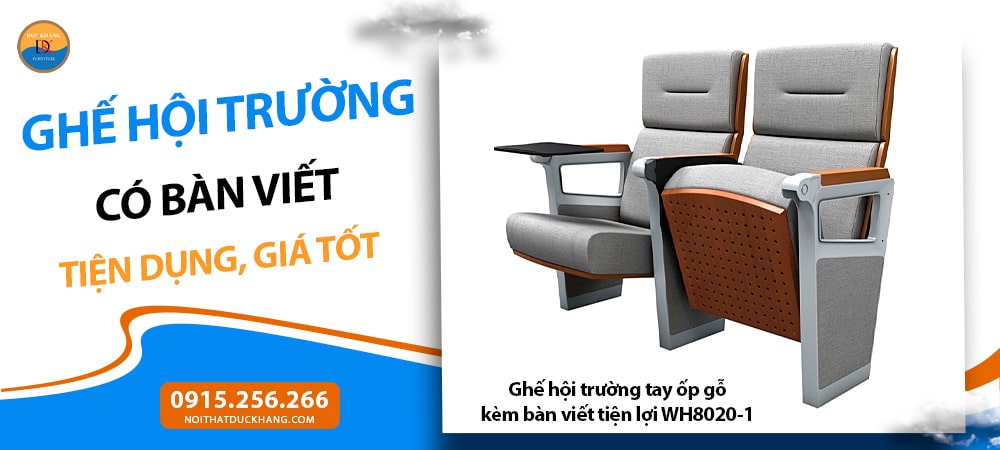 Ghế hội trường tay ốp gỗ kèm bàn viết tiện lợi WH8020-1 Ghế hội trường tay ốp gỗ kèm bàn viết tiện lợi WH8020-1