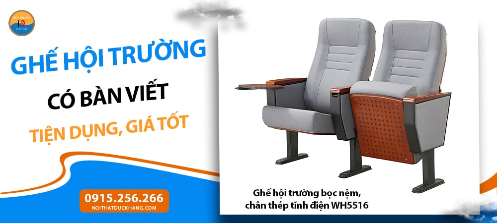 Ghế hội trường bọc nệm, chân thép tĩnh điện WH5516 Ghế hội trường bọc nệm, chân thép tĩnh điện WH5516