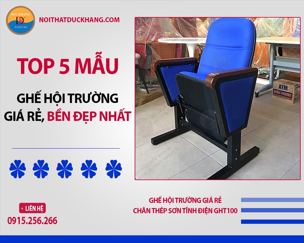 Ghế hội trường giá rẻ chân thép sơn tĩnh điện GHT100 Ghế hội trường giá rẻ chân thép sơn tĩnh điện GHT100