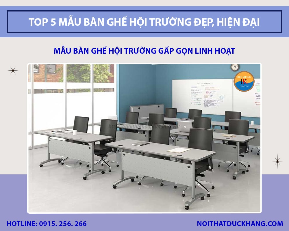 Mẫu bàn ghế hội trường gấp gọn linh hoạt