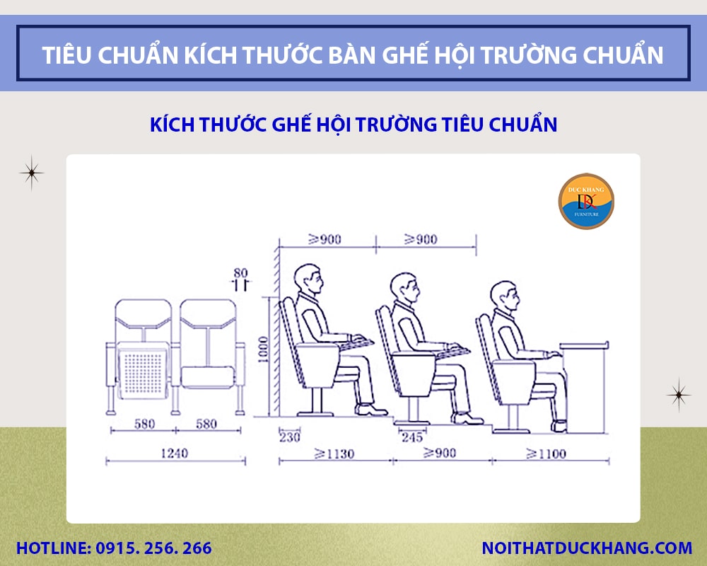 Kích thước ghế hội trường tiêu chuẩn