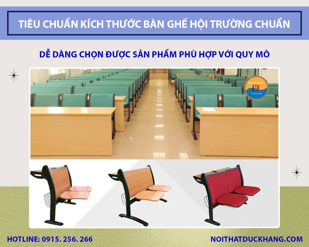Tiêu chuẩn kích thước bàn ghế hội trường chuẩn nhất 2025