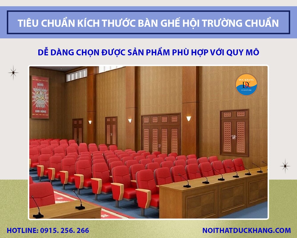 Tiêu chuẩn kích thước bàn ghế hội trường chuẩn nhất 2025