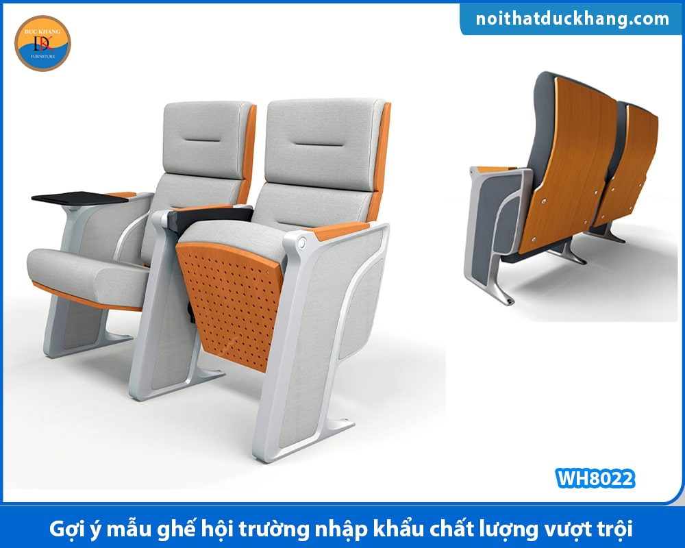 Ghế hội trường nhập khẩu chân nhôm đúc, bọc nỉ WH8022 Ghế hội trường nhập khẩu chân nhôm đúc, bọc nỉ WH8022