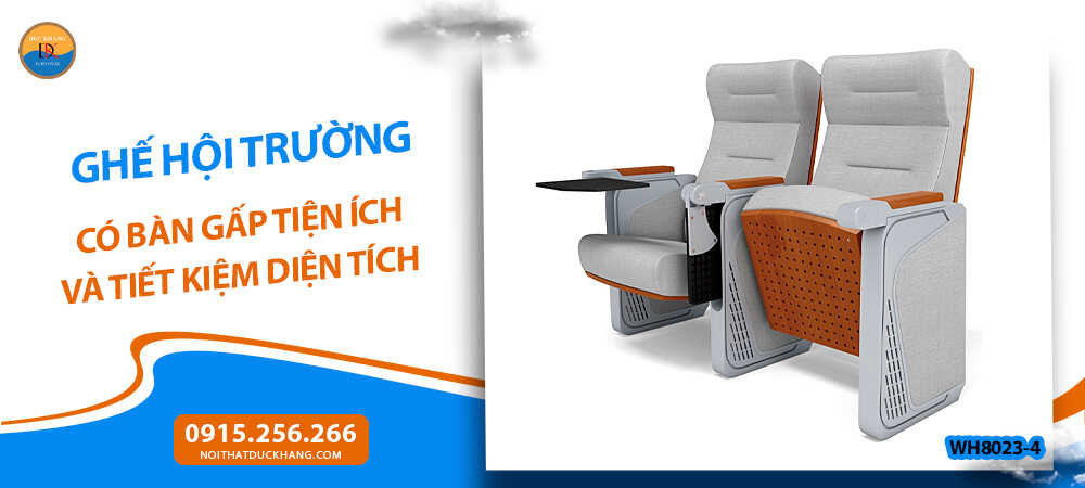 Ghế hội trường có bàn gấp khung thép mạ sơn tĩnh điện WH8023-4 Ghế hội trường có bàn gấp khung thép mạ sơn tĩnh điện WH8023-4