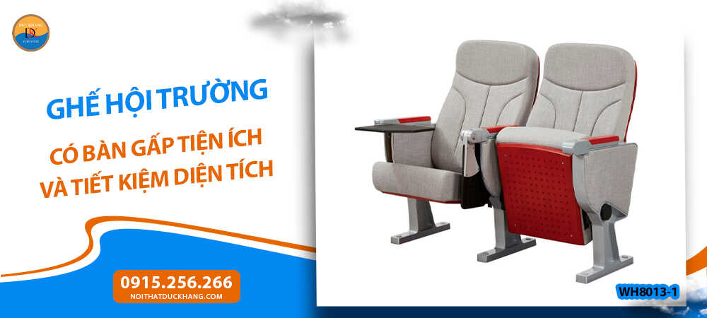 Ghế hội trường có bàn gấp tay vịn ốp gỗ tự nhiên WH8013-1 Ghế hội trường có bàn gấp tay vịn ốp gỗ tự nhiên WH8013-1